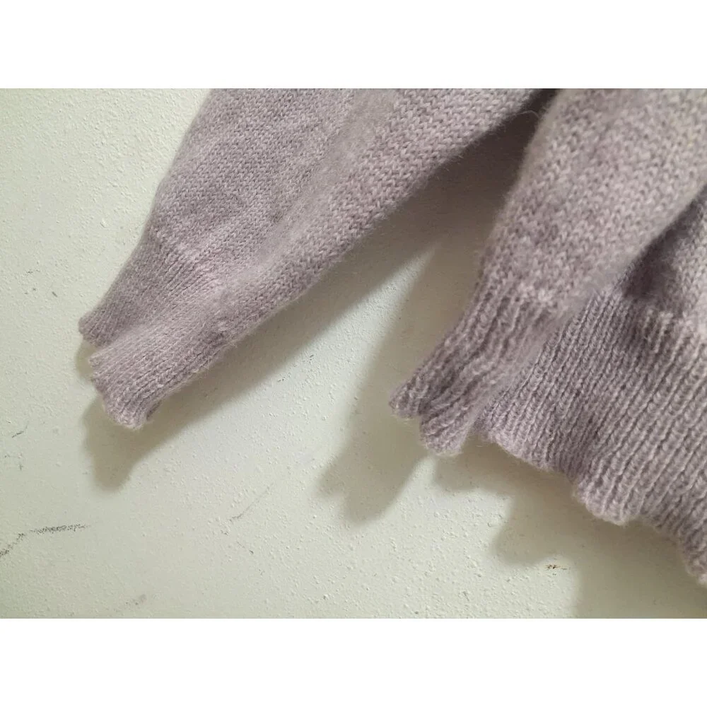 Vtg Gallagher Womens Shetland Wool Cable Knit Soft Size XL Cardigan  Lavender